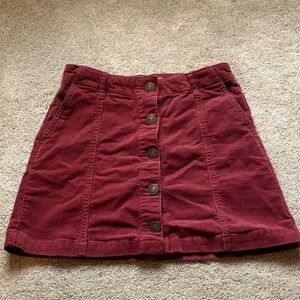 Forever 21 Maroon Button-Down Mini Skirt